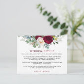 Weddenschap - Burgundy Floral Insert Kaart (Staand voorkant)