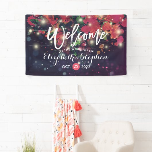 Weddenschap Burgundy Floral Paars String Light Scr Spandoek (Insitu)