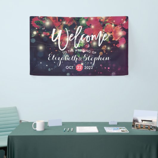 Weddenschap Burgundy Floral Paars String Light Scr Spandoek (Beurs)