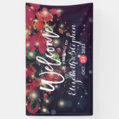 Weddenschap Burgundy Floral Paars String Light Scr Spandoek (Verticaal)