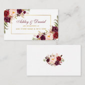 Weddenschap Burgundy Floral Registry Insert Card S Informatiekaartje (Voorkant / Achterkant)