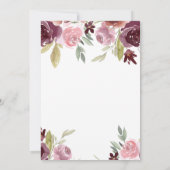 Weddenschap Burgundy Pink Floral Kaart (Achterkant)