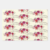 Weddenschap Burgundy Waterverf Rozen Namen 3 Gift  Inpakpapier Vel (Voorkant 2)