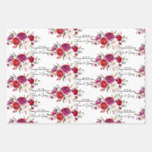 Weddenschap Burgundy Waterverf Rozen Namen 3 Gift  Inpakpapier Vel (Voorkant)