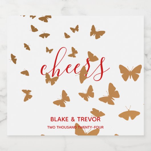 Weddenschap Cake Butterflies Bier Etiket (Enkel label)