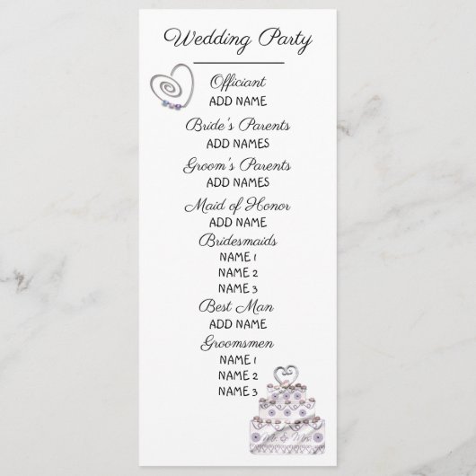 Weddenschap Cake Wedding Program Programmakaart (Achterkant)