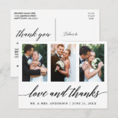 Weddenschap Calligrafie Liefde en Bedankt 3 Foto Briefkaart (Voorkant / Achterkant)