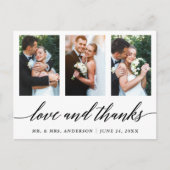 Weddenschap Calligrafie Liefde en Bedankt 3 Foto Briefkaart (Voorkant)