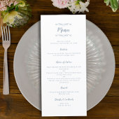 Weddenschap Calligrafie Trendy Dusty Blue Dinner P Menu