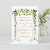 Weddenschap Canopy Green Gold Waterverf Yellow Flo Kaart (Staand voorkant)