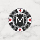 Weddenschap Casino Poker Chip - Zilver en zwart Confetti (Kleine voorkant)