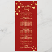 Weddenschap Ceremony Golden Birds Hearts Red Shiny Programmakaart (Achterkant)