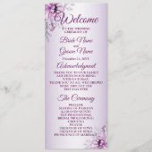 Weddenschap Ceremony Pink Floral Violet Paars Lijs Programmakaart (Voorkant)