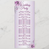 Weddenschap Ceremony Pink Floral Violet Paars Lijs Programmakaart (Achterkant)