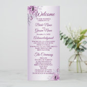 Weddenschap Ceremony Pink Floral Violet Paars Lijs Programmakaart (Staand voorkant)
