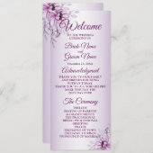 Weddenschap Ceremony Pink Floral Violet Paars Lijs Programmakaart (Voorkant / Achterkant)