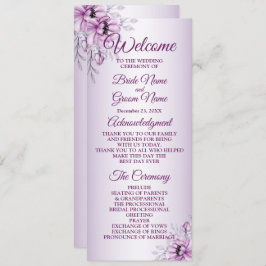 Weddenschap Ceremony Pink Floral Violet Paars Lijs Programmakaart