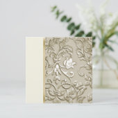 Weddenschap Champagne Embossed Kijk Damask Kaart (Staand voorkant)