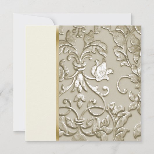 Weddenschap Champagne Embossed Kijk Damask Kaart (Voorkant)