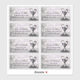 Weddenschap Champagne Glass Wood String Lights Sticker