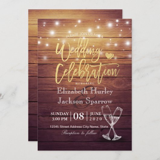 Weddenschap Champagne Glasses Hood Lichten Kaart (Voorkant / Achterkant)