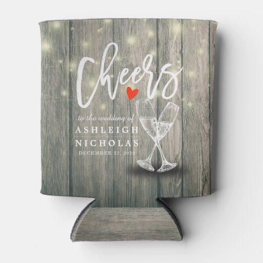 Weddenschap Champagne Glasses Rustic Wood String L Blikjeskoeler (Voorkant)