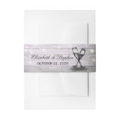 Weddenschap Champagne Glasses Rustic Wood String L Uitnodigingen Wikkel (Voorkant Voorbeeld)