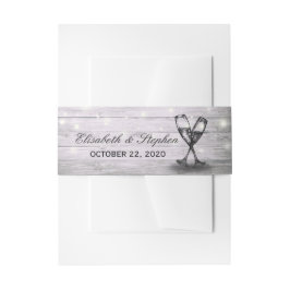 Weddenschap Champagne Glasses Rustic Wood String L Uitnodigingen Wikkel