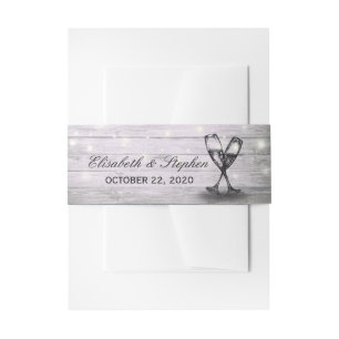 Weddenschap Champagne Glasses Rustic Wood String L Uitnodigingen Wikkel