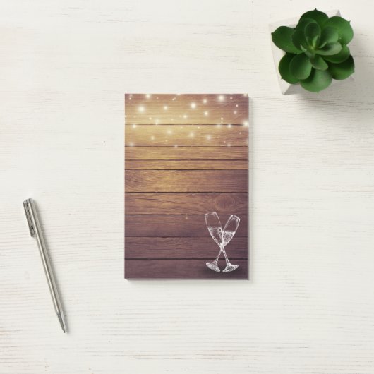 Weddenschap Champagne Glasses String Light Rustic  Post-it® Notes (Kantoor)