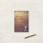 Weddenschap Champagne Glasses String Light Rustic  Post-it® Notes (Op bureau)