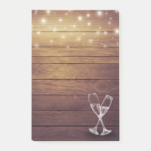 Weddenschap Champagne Glasses String Light Rustic  Post-it® Notes (Voorkant)