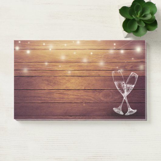 Weddenschap Champagne Glasses String Light Rustic Post-it® Notes (Kantoor)