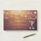 Weddenschap Champagne Glasses String Light Rustic  Post-it® Notes (Op bureau)