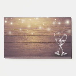 Weddenschap Champagne Glasses String Light Rustic  Post-it® Notes