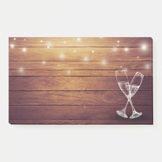 Weddenschap Champagne Glasses String Light Rustic  Post-it® Notes (Voorkant)