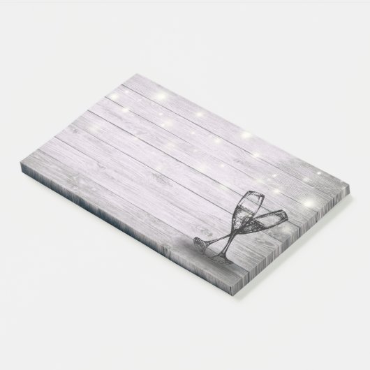 Weddenschap Champagne Glasses String Light Rustic  Post-it® Notes (Schuin)