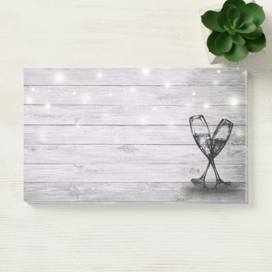 Weddenschap Champagne Glasses String Light Rustic  Post-it® Notes (Kantoor)