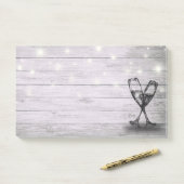 Weddenschap Champagne Glasses String Light Rustic  Post-it® Notes (Op bureau)