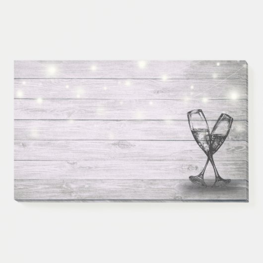 Weddenschap Champagne Glasses String Light Rustic Post-it® Notes (Voorkant)
