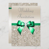 Weddenschap Champagne Sequins Shamrock Green Bow Kaart (Voorkant / Achterkant)