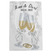 Weddenschap Champagne Toast op Damask Medium Cadeauzakje (Voorkant)