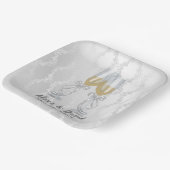 Weddenschap Champagne Toast op Damask Papieren Bordje (Gebogen)