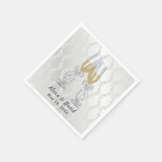 Weddenschap Champagne Toast op Damask Servet (Hoek)