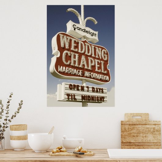 Weddenschap Chapel Retro Neon Poster (Keuken)