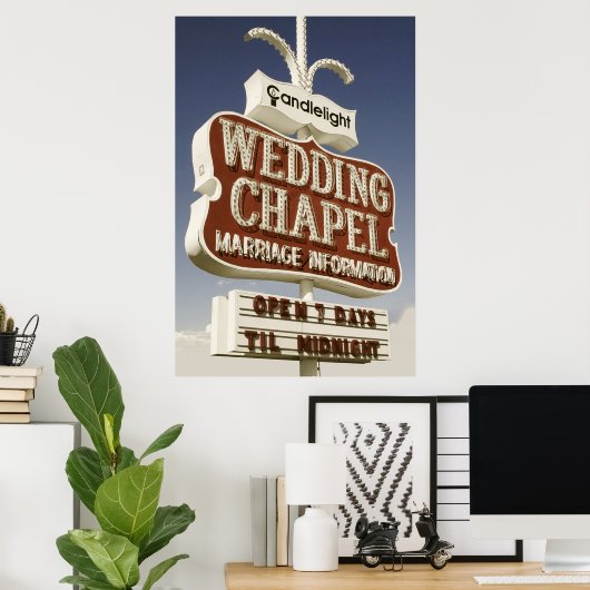 Weddenschap Chapel Retro Neon Poster (Thuiskantoor)