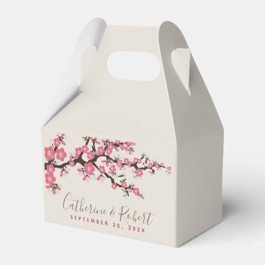 Weddenschap Cherry Blossom Pink Favor Box Bedankdoosjes (Achterkant)