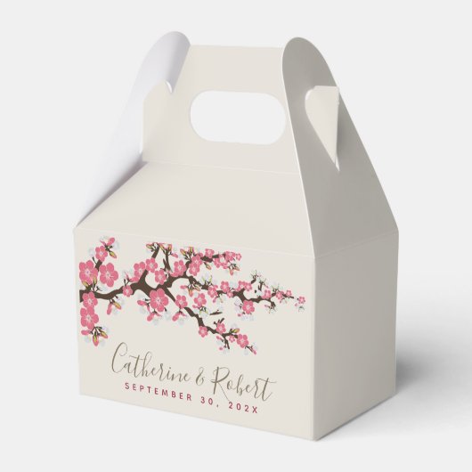 Weddenschap Cherry Blossom Pink Favor Box Bedankdoosjes (Voorkant Zijde)