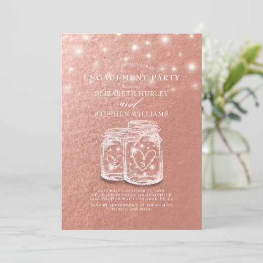 Weddenschap Chic Mason Jars Roos Gold Kaart (Staand voorkant)