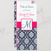 Weddenschap Church Program Hot Pink Navy Blue Dama Programmakaart (Voorkant / Achterkant)